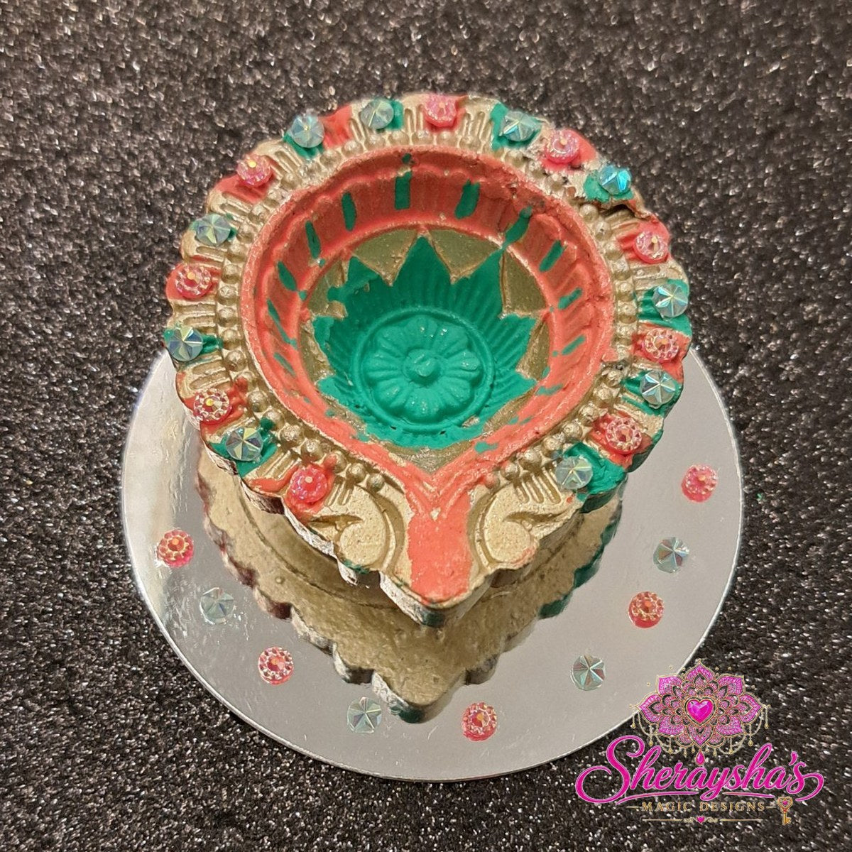 Diya op spiegel – Rood & Groen