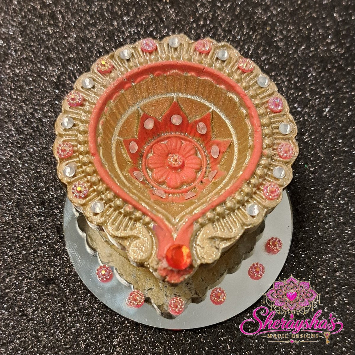 Diya op spiegel – Zalm