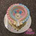 Diya op spiegel – Pastel Roze & Blauw