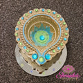 Diya op spiegel – Turquoise & Groen