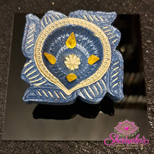 Diya op plaat – Blauw & Geel