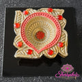 Diya op plaat – Goud & Rood