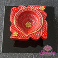 Diya op plaat – Rood & Bloemetjes