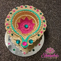 Diya op spiegel – Roze & Groen