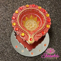 Diya op spiegel – Rood & Goud