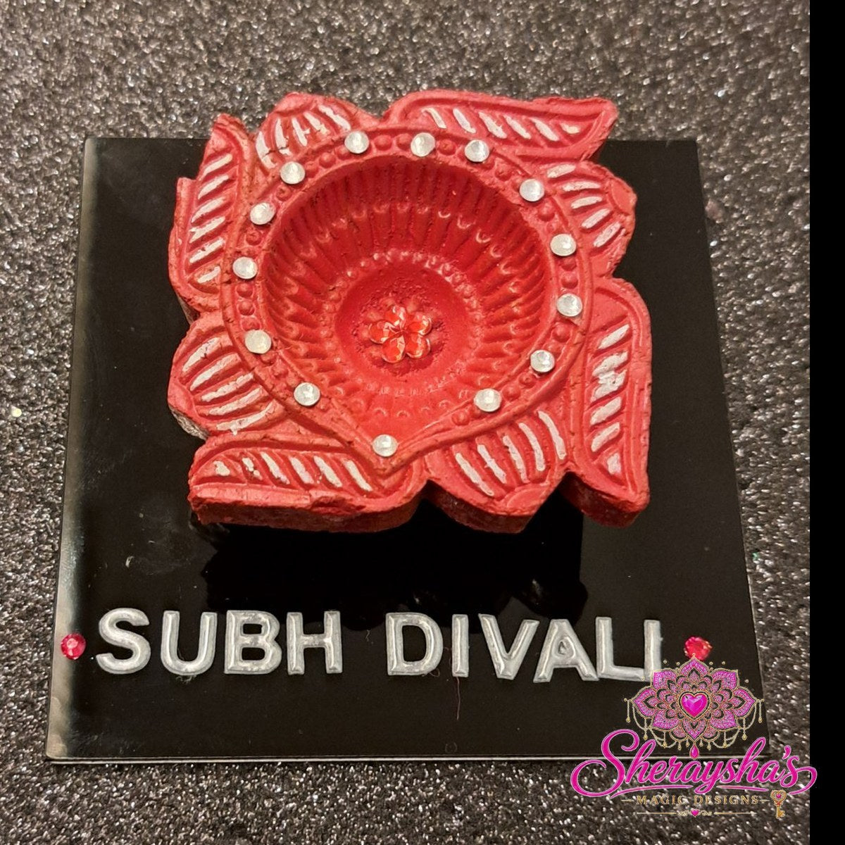 Diya op plaat – Rood