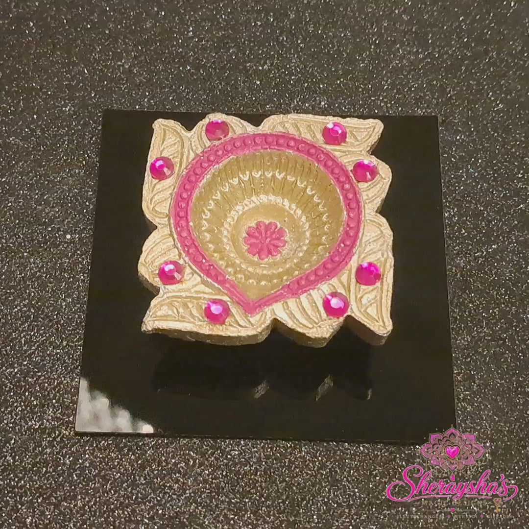 Diya op plaat – Roze