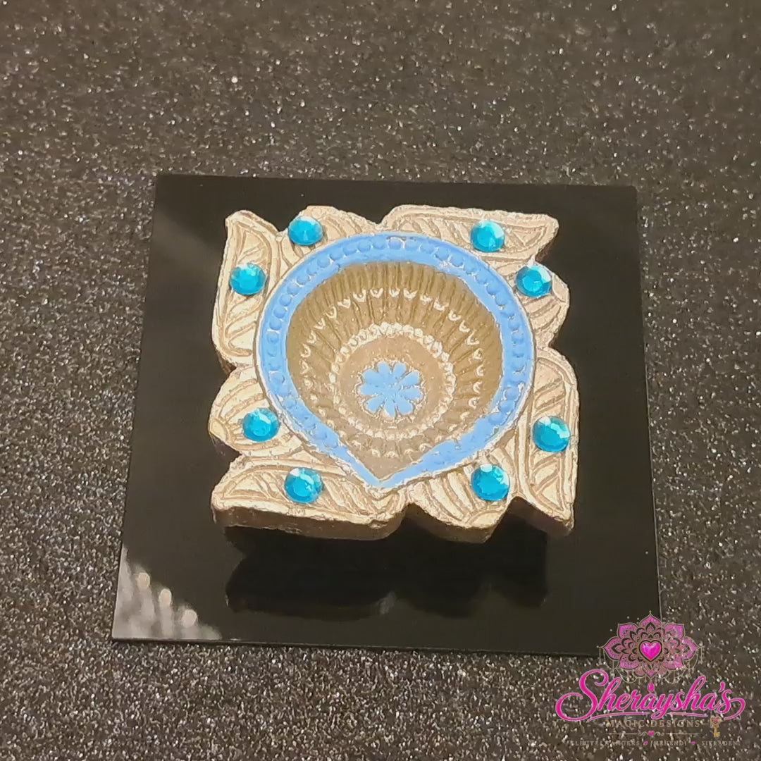 Diya op plaat – Lichtblauw
