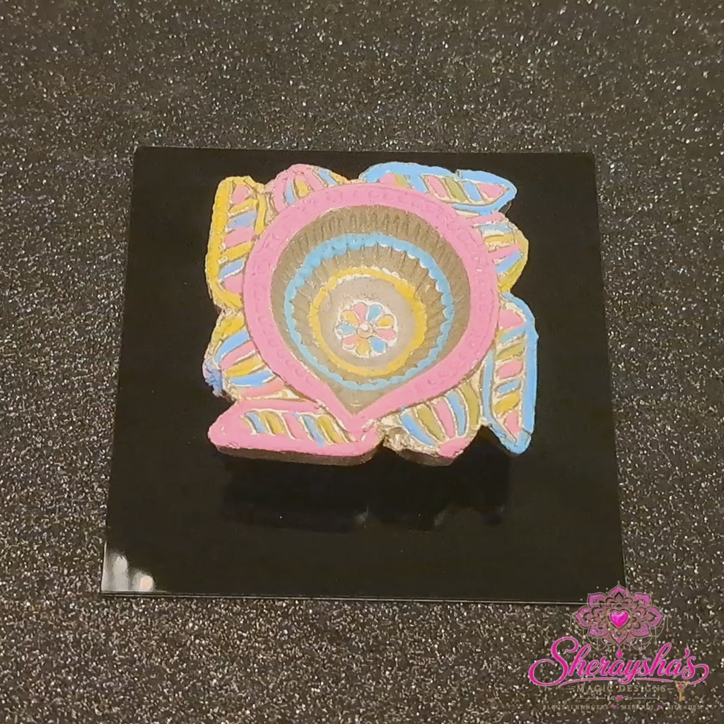 Diya op plaat – Roze - Geel - Blauw